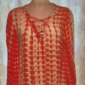 Kori America  orange/white tie dye top size Med